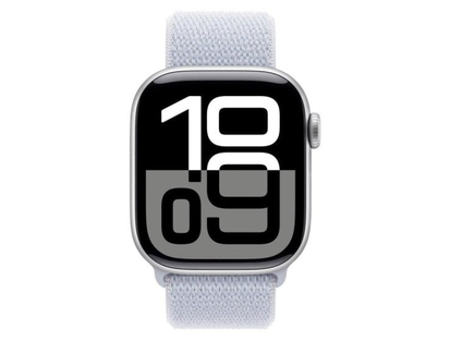Apple Watch Series 10·42 мм·GPS + Cellular·серебристый алюминий·небесно-голубой Sport Loop