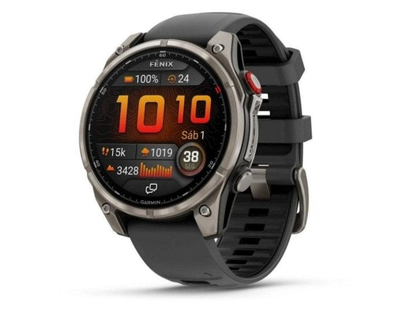 Garmin fēnix 8 Pro LTE/NTN Satellite 47mm AMOLED титан / ремешок силикон чёрный/серый