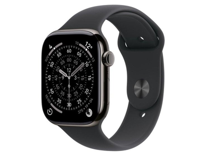 Apple Watch Series 11 GPS + Cellular 46mm титан сланцевый / ремешок Sport чёрный M/L
