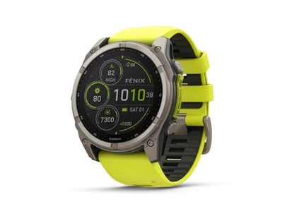 Garmin fēnix 8 Solar Sapphire·51 мм·Bluetooth/GPS/Wi-Fi·титан·графитовый/жёлтый ремешок·универсальный размер