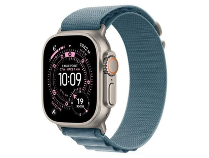 Apple Watch Ultra 3·49 мм·GPS + Cellular·натуральный титан·светло-голубой Alpine Loop·S