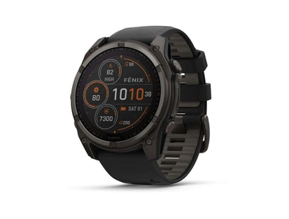 Garmin fēnix 8 Solar Sapphire·51 мм·Bluetooth/GPS/Wi-Fi·титан·чёрный силиконовый ремешок·универсальный размер