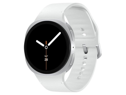 Samsung Galaxy Watch8·44 мм·LTE/GPS·серебристый алюминий·белый ремешок