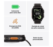 Apple Watch Ultra 3 · 49 mm · GPS + Cellular · Titanio naturale · Trail Loop blu/blu acceso · M/L